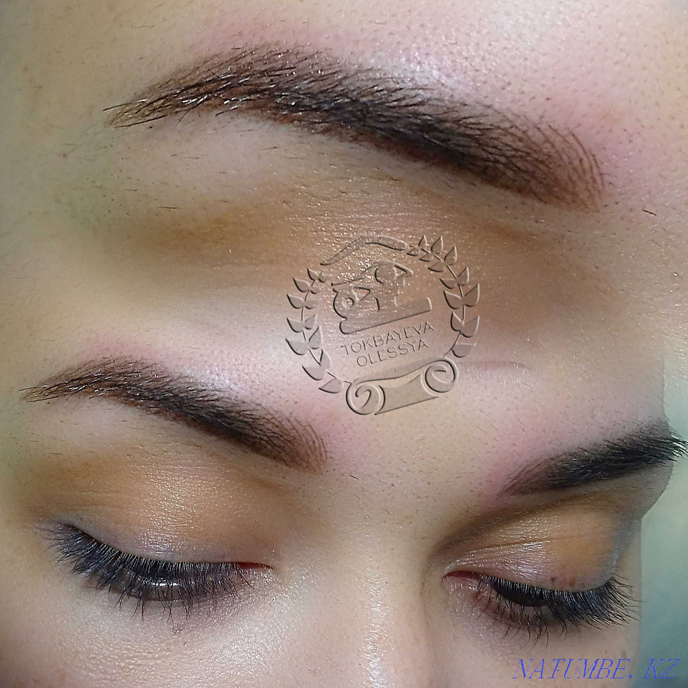 Волосковый татуаж бровей в техники гипперриализм Алматы - изображение 6