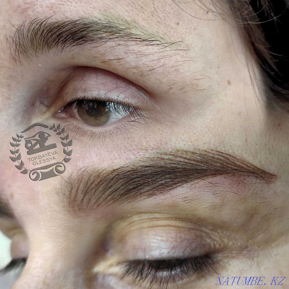 Волосковый татуаж бровей в техники гипперриализм Алматы - изображение 8