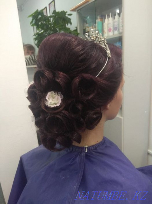 Причёски приемлемые цены, укладки, локоны, свадебные, вечерние, макияж Кокшетау - изображение 4