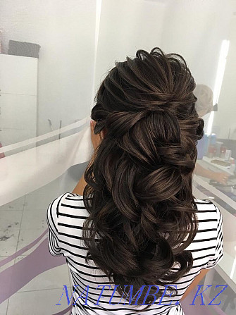 Evening hairstyles. Wedding hairstyles. Styling. Curls. Makeup. Departure. Karagandy - photo 6