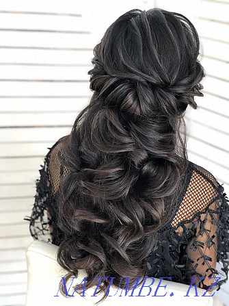 Evening hairstyles. Wedding hairstyles. Styling. Curls. Makeup. Departure. Karagandy - photo 4