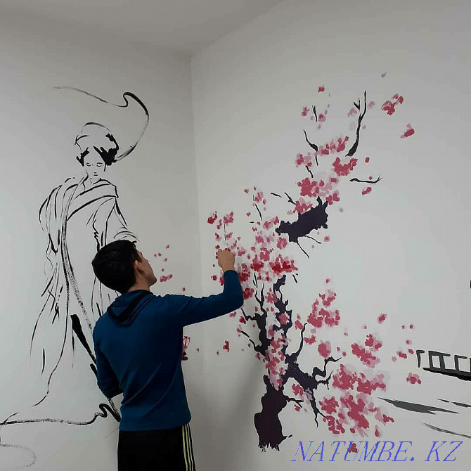 Қабырғаға кескіндеме және дизайнмен граффити  Астана - изображение 4