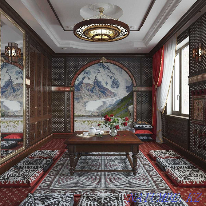 ?aza? stilinde oryndalatyn interior design. Interior designer Almaty - photo 1