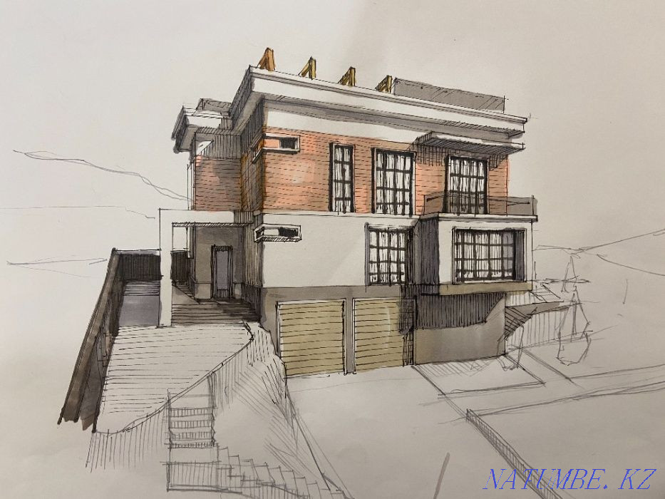 Эскизный Проект дома АПЗ Узаконение Архитектурное бюро пере планировка Алматы - изображение 1