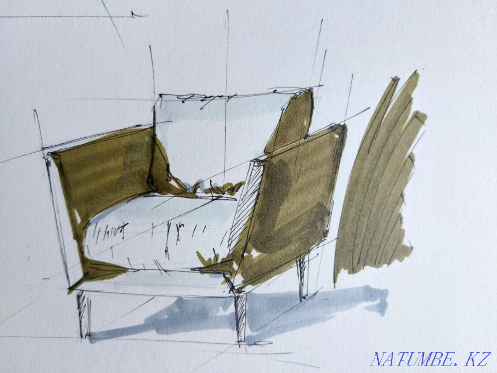 Interior with markers sketches. Concerts. Sketches. Almaty - photo 3