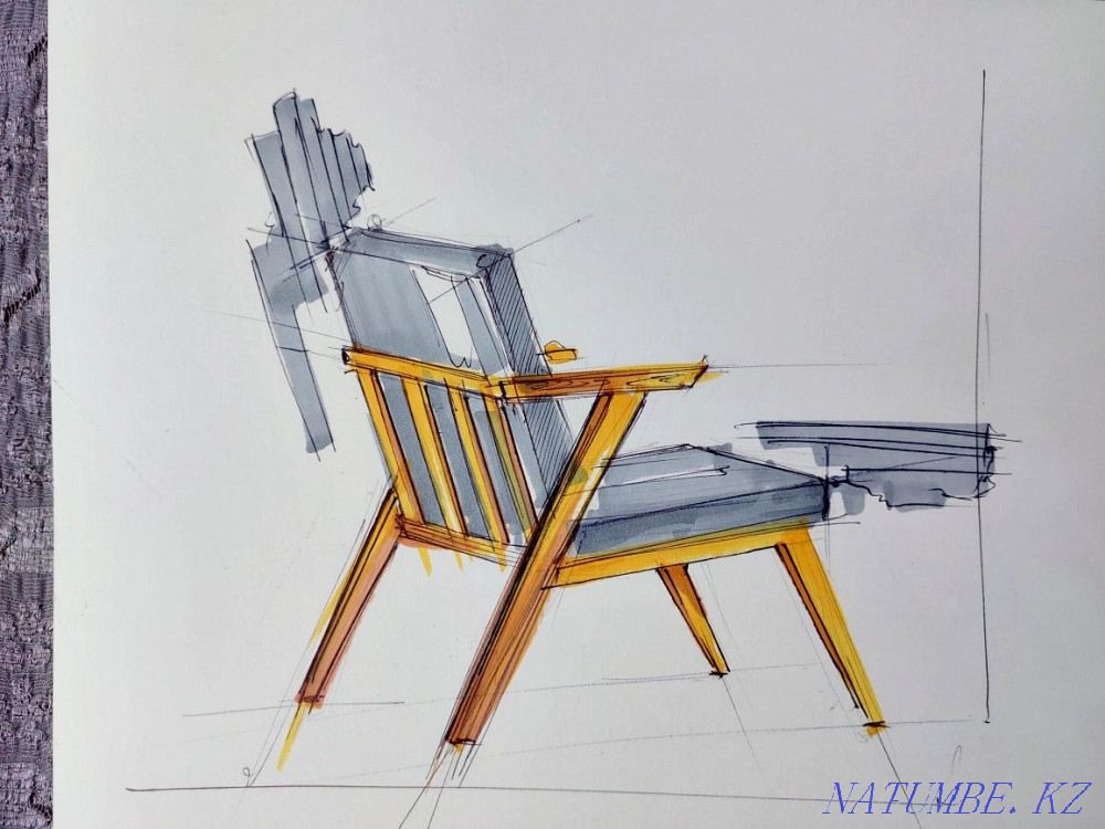 Interior with markers sketches. Concerts. Sketches. Almaty - photo 1