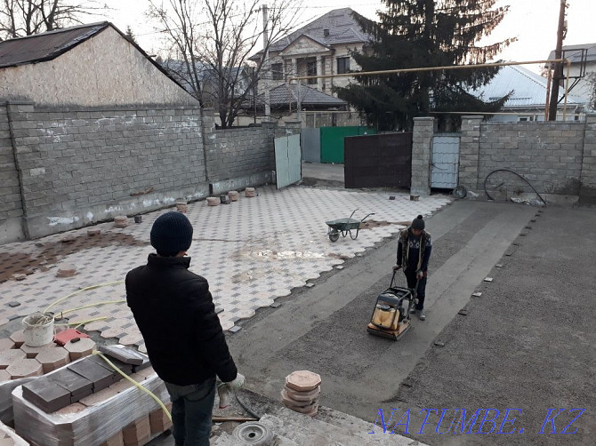 Laying paving stones, Laying paving stones, paving slabs, paving stones. Almaty - photo 2