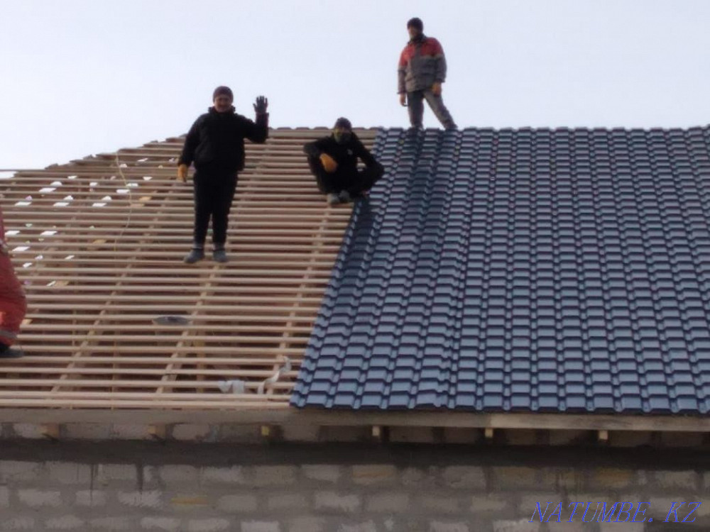Стяжка. Дождик. Крыша. Уй майлау. Тас калау. Мангал кирпичтен Аксай - изображение 1