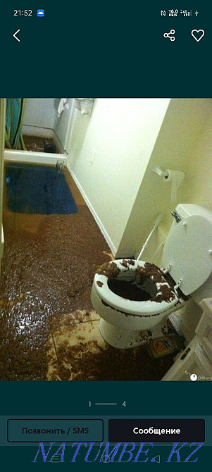 Toilet bowl cleaning Sewerage 24 hours elimination of leakage Shymkent - photo 1