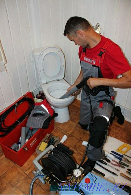 Қызметтер Сантехник 24/7. Құбырлардың бітелулерін тазалау. кәріз тазалау унитаз Шымкент - изображение 1