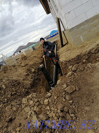 Digging holes and trenches. Plumber. Sewer installation. Drilling of the wells Aqtobe - photo 1