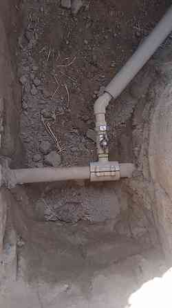 Копаем септик траншей подключение в центральный водопровод. Канализаци Алматы