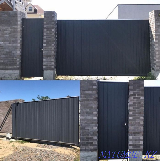Sliding gates with automation / production from corrugated board and siding Almaty - photo 2