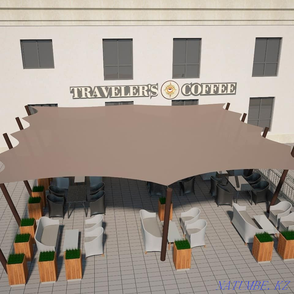 Тент на летники терассы кафе Алматы - изображение 7