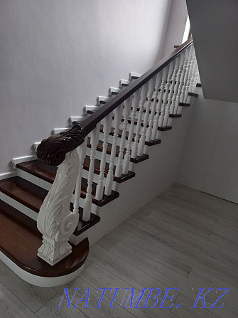 Staircase made of wood and metal, a chestnut staircase Almaty - photo 8