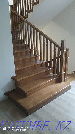 Staircase made of wood and metal, a chestnut staircase Almaty - photo 5