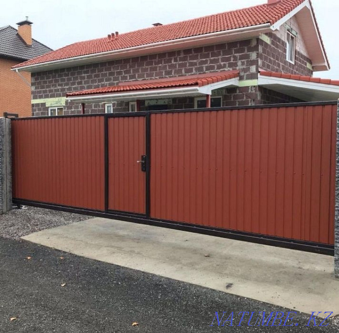 Sliding gates with built-in wicket / production / automation Almaty - photo 2