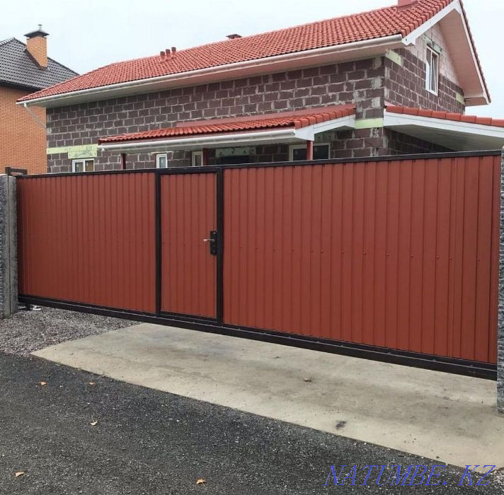 Ворота откатные со встроенной калиткой / изготовление / автоматика Алматы - изображение 2