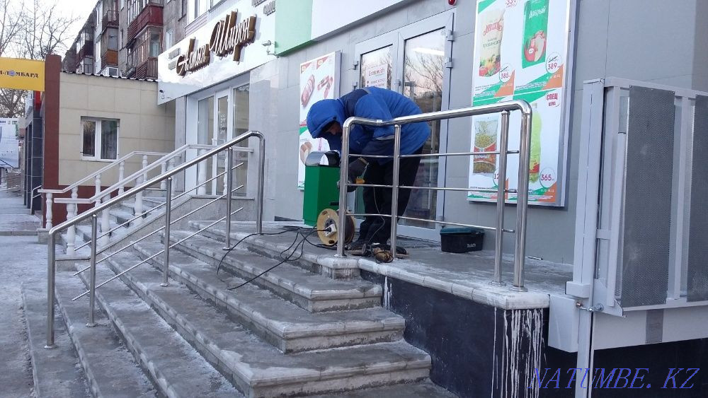 Перила,двери,пилон,полумесяц из нержавеющей стали. Сварка аргоном Павлодар - изображение 4