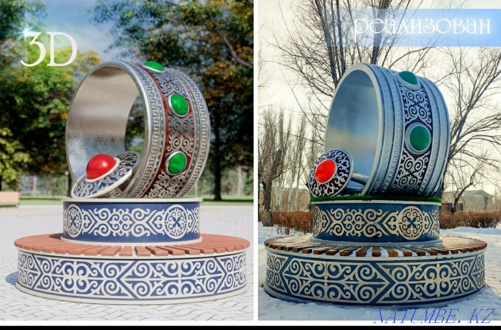 скульптура, водопад, полигональные фигуры, бюст, рельеф, МАФ, маф, Астана - изображение 1