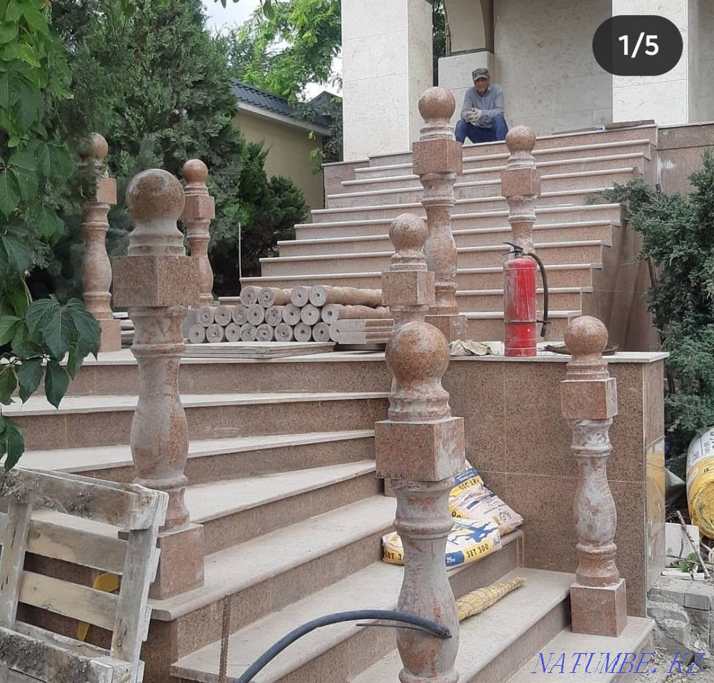 Steps natural stone from granite, stairs, street. Almaty - photo 5