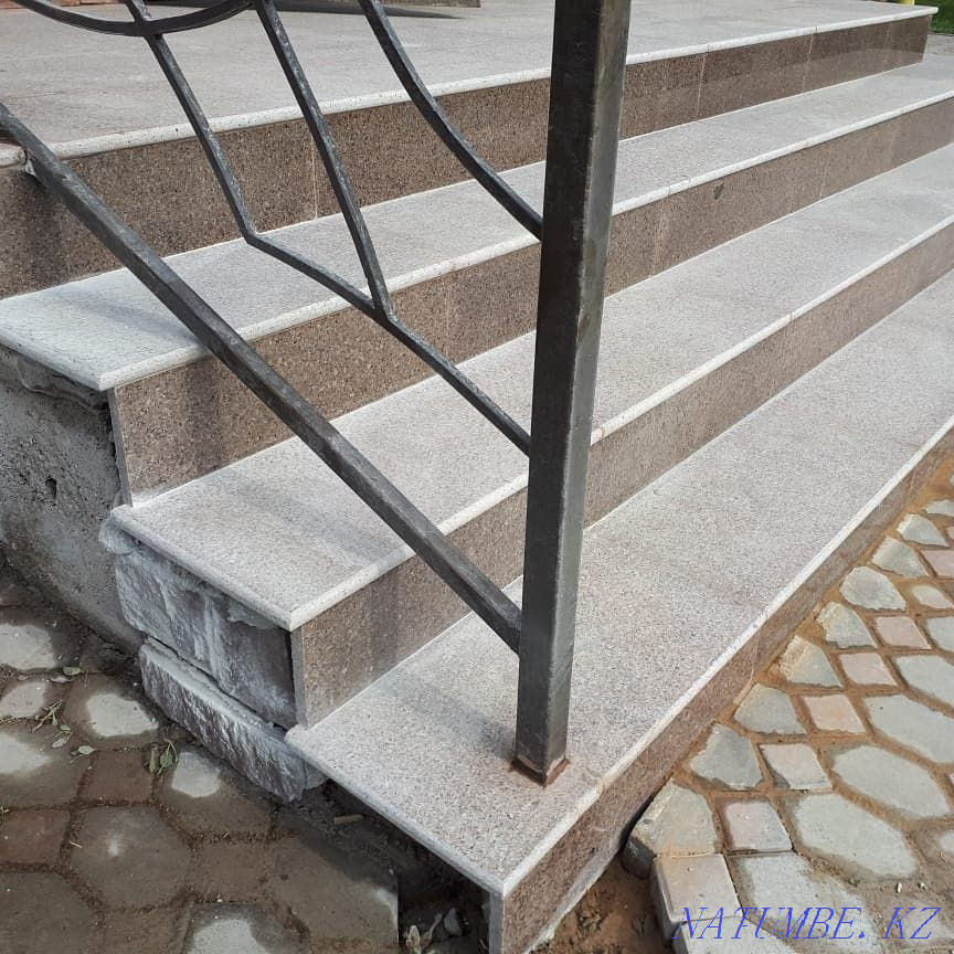 Steps natural stone from granite, stairs, street. Almaty - photo 7