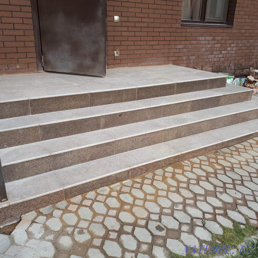Steps natural stone from granite, stairs, street. Almaty - photo 8