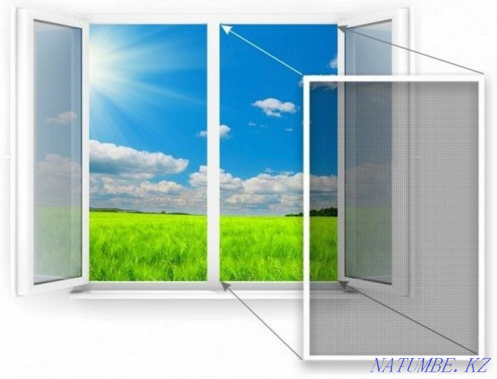 Москитные сетки: наружные, внутренние, раздвижные плиссе Отеген батыра - изображение 1