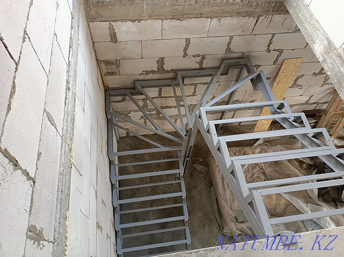 Staircase metal frame railing. Turnkey staircase. Canopy . gate . Almaty - photo 6