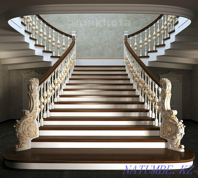 Staircase metal frame railing. Turnkey staircase. Canopy . gate . Almaty - photo 1