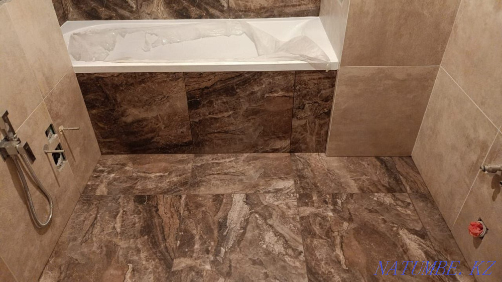 Turnkey bathroom. Tile Porcelain tile. Astana - photo 2