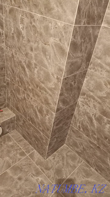 Turnkey bathroom. Tile Porcelain tile. Astana - photo 3