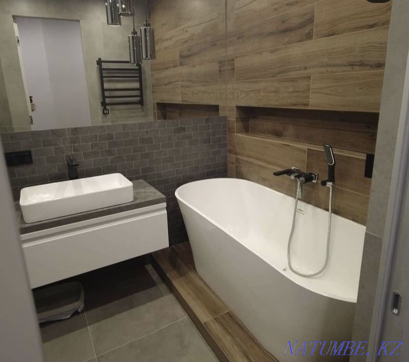 Плитка төсеу, плитка төсеу, фарфор плиткалары, құю паллеттері, кілтке арналған ванналар  Алматы - изображение 4