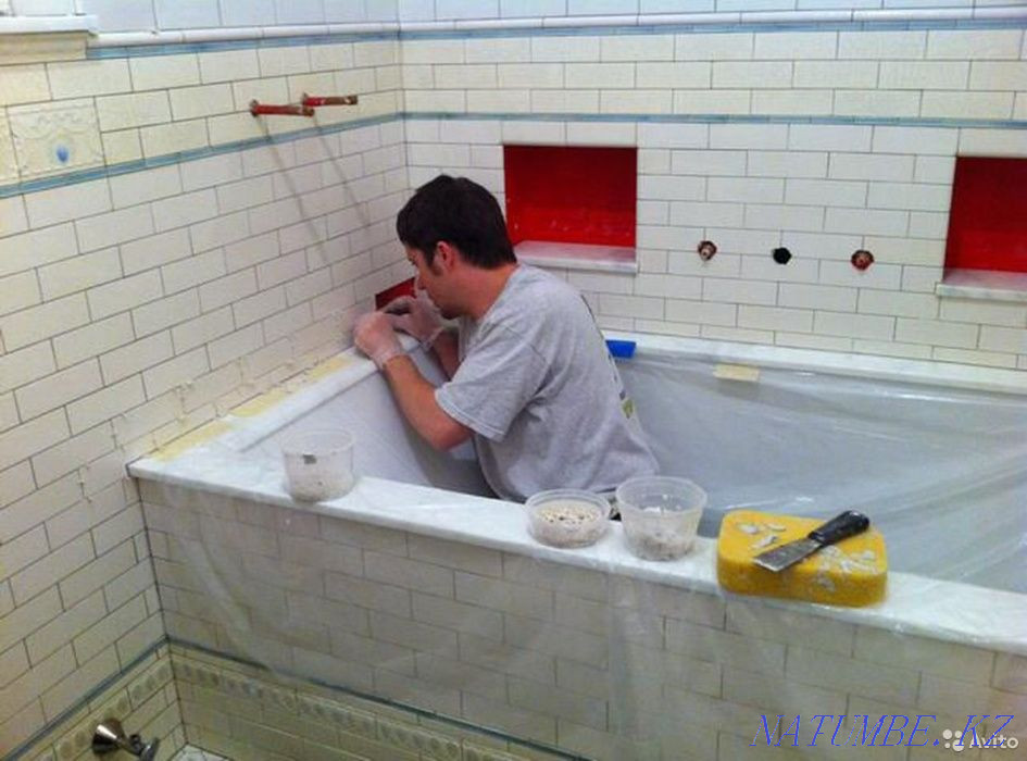 Tiling, tiler, tiler, Apron, bathrooms, sanitary units. Kokshetau - photo 2