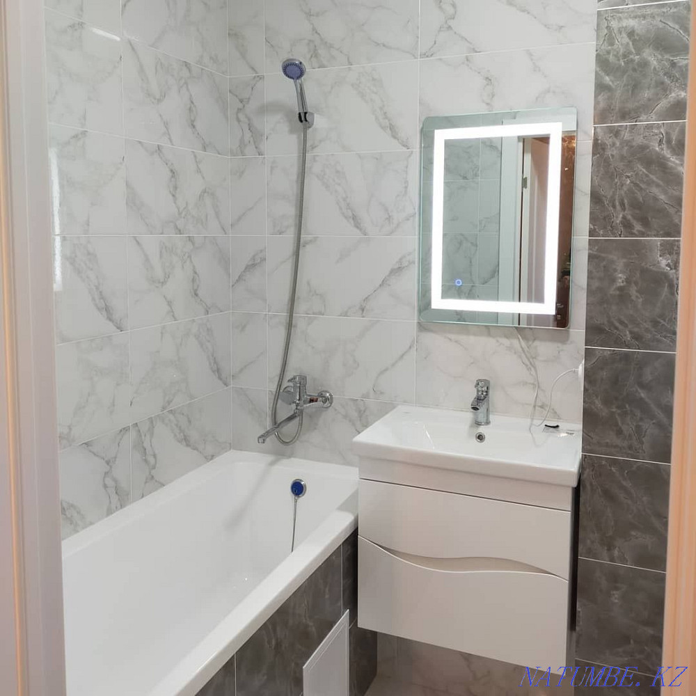 Laying tiles from 3500 tons, wallpaper, water-based painting Astana - photo 1