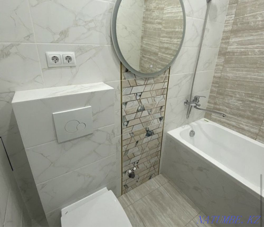 Laying tiles Laying tiles Euro turnkey renovation Repair of bathrooms Astana - photo 3