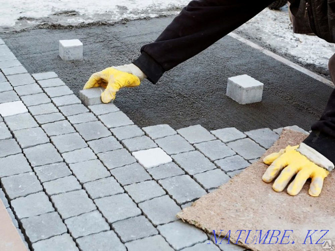 Laying paving stones, limestone, curbs. Kokshetau - photo 6