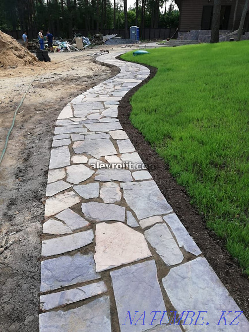 Laying paving stones, limestone, curbs. Kokshetau - photo 1