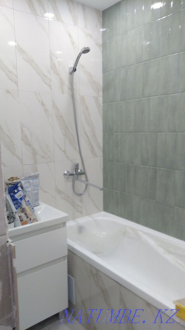 Laying mosaic tiles, large-format keromo granite, plumbing ,,, Almaty - photo 5