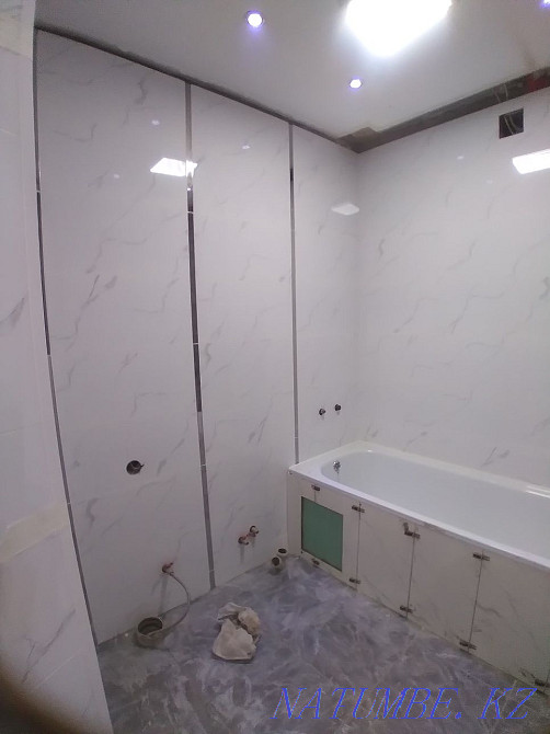 Laying mosaic tiles, large-format keromo granite, plumbing ,,, Almaty - photo 3