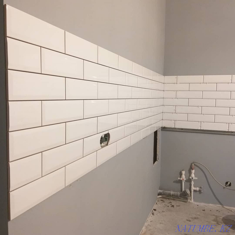 Laying tiles, Tiles, Porcelain tiles, Plumbing, installation of a toilet bowl, shower Almaty - photo 3