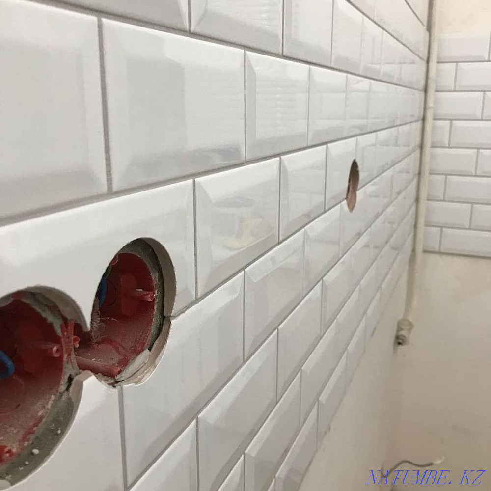 Tiler, Tile, Porcelain stoneware 45 degrees, plumbing, installation, toilet bowl, Almaty - photo 7