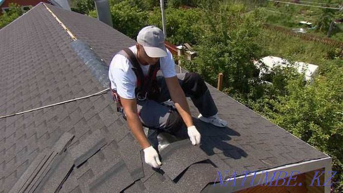 Roof repair with material. Soft roof. (Shatyr. Slate. Krish.) Shymkent - photo 1
