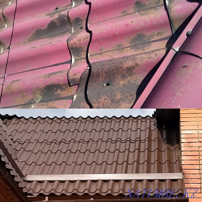 Roofs! Overlapping! Elimination of leaks! Profiled flooring! Tiles! GuttersSIDDING Almaty - photo 6