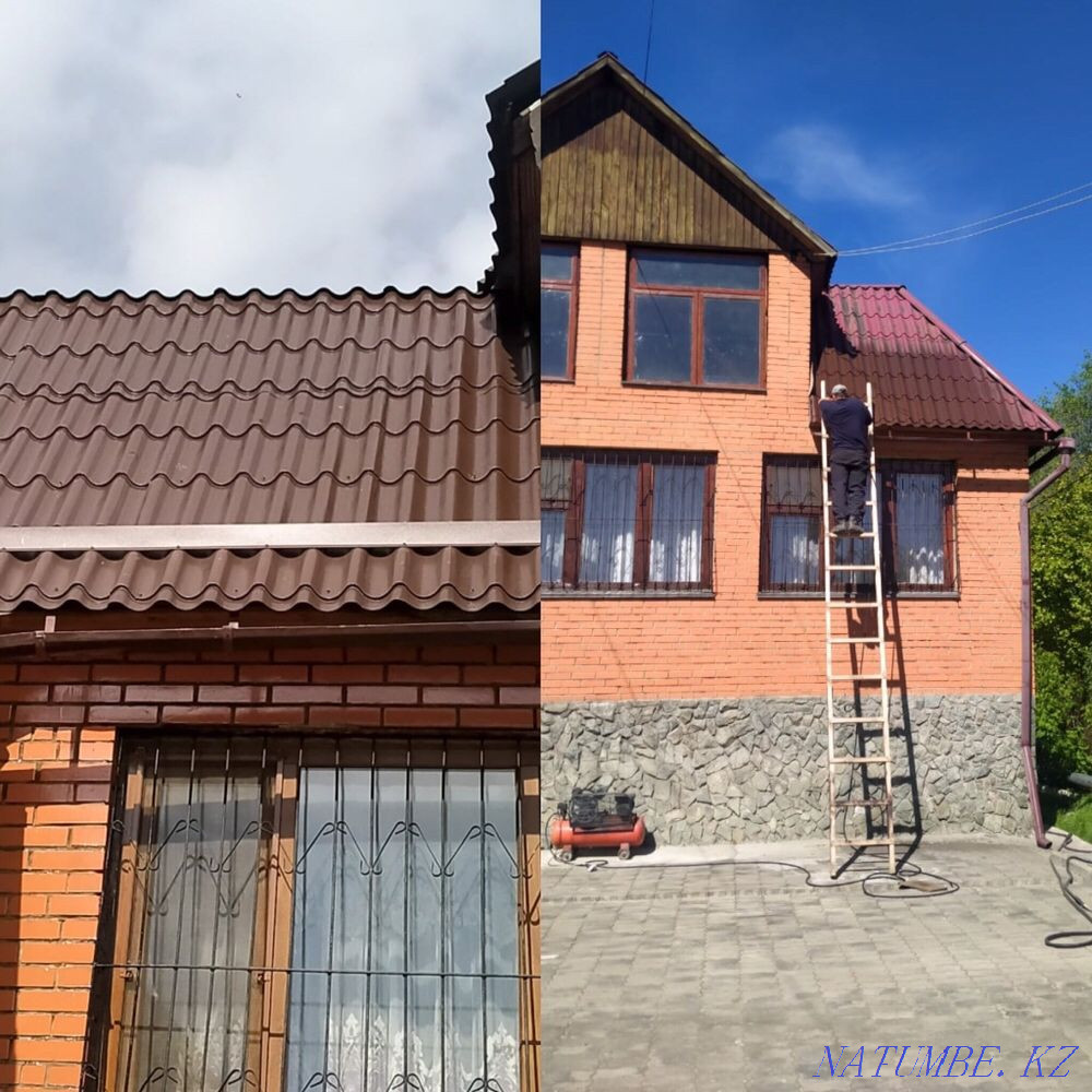 Roofs! Overlapping! Elimination of leaks! Profiled flooring! Tiles! GuttersSIDDING Almaty - photo 5