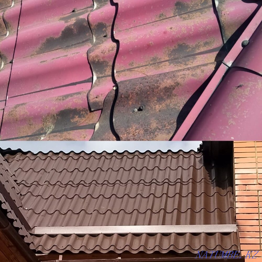 Roofs! Overlapping! Elimination of leaks! Profiled flooring! Tiles! GuttersSIDDING Almaty - photo 6