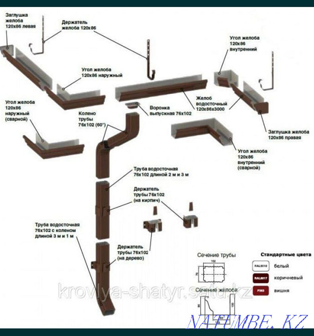 Водостоки на продажу металлический и пластиковые +монтаж Атырау - изображение 5