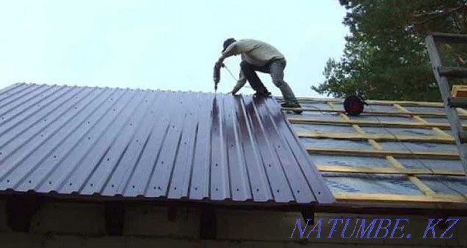 Roofing, Facade, Metal tile, Profiled sheet, Gutter, Canopy, Terrace Pavlodar - photo 3