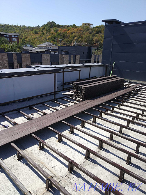 Installation of decking, WPC, terrace boards, limestone, polygal. Almaty - photo 3
