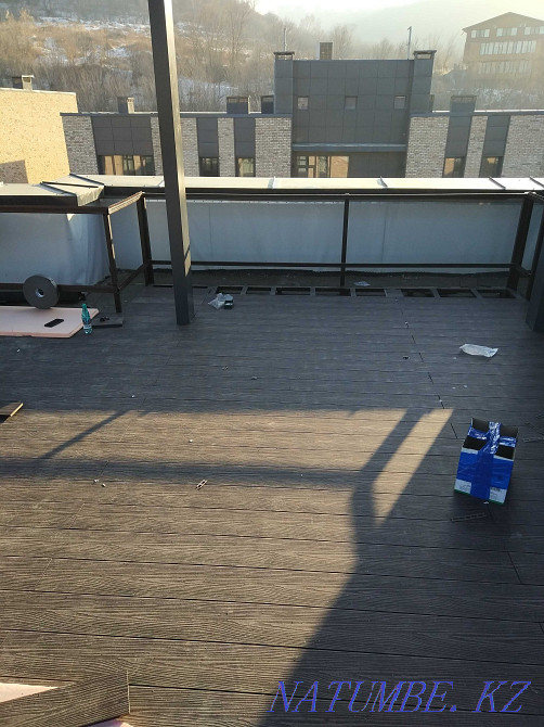 Installation of decking, WPC, terrace boards, limestone, polygal. Almaty - photo 1